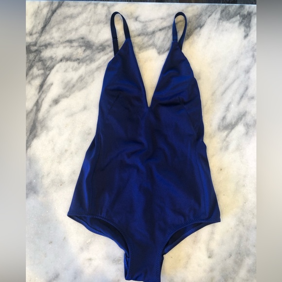 Malia Mills Hailey One Piece Swimsuit in Blue Sz 2 or S #0365 - Picture 4 of 7